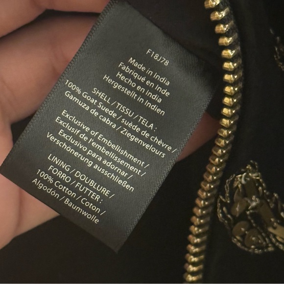 Gold Embellished Black Suede and Gold Women's Jacket - Picture 10 of 10